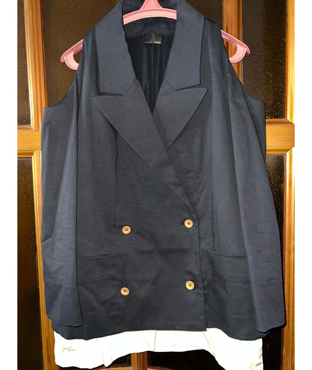 FENDI Черный шелковый жакет/пиджак, фото 9