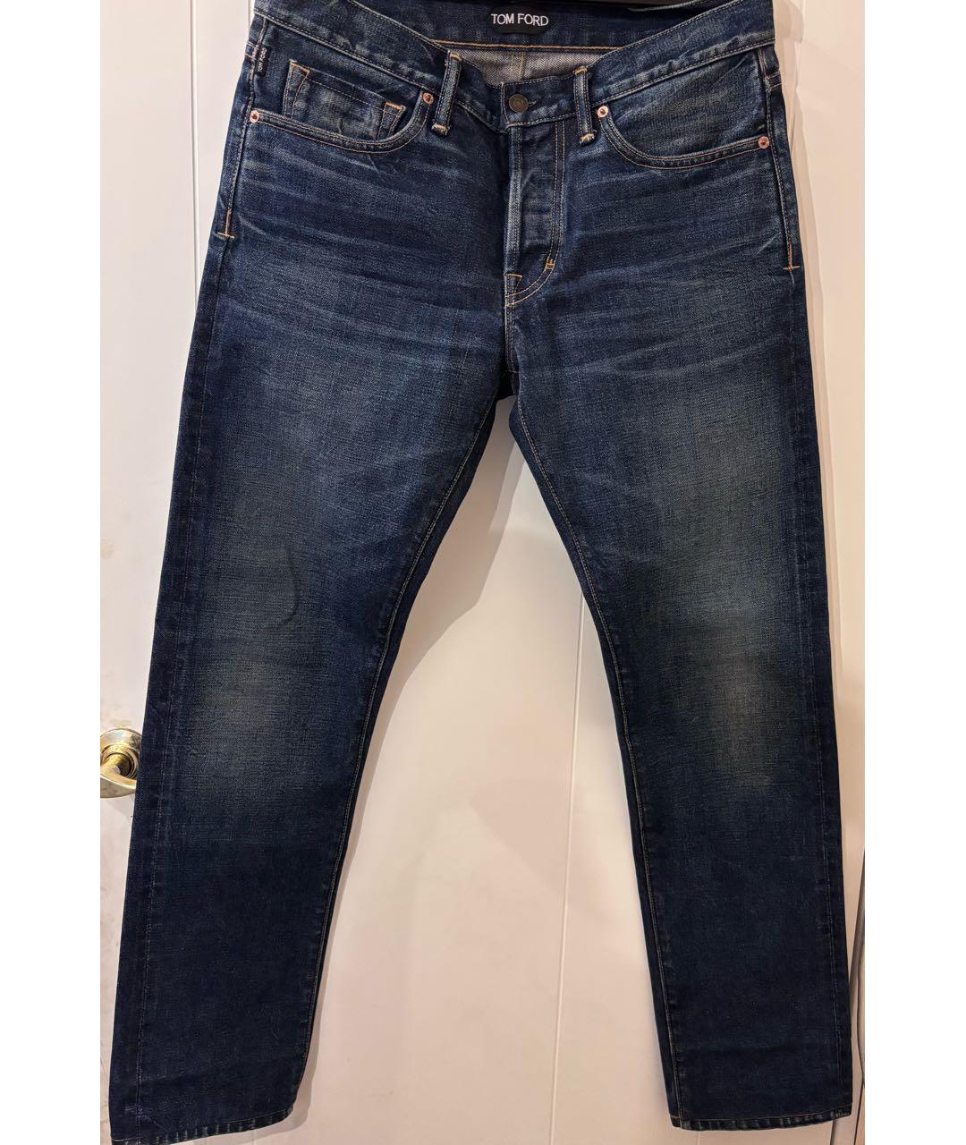 TOM FORD Синие хлопковые прямые джинсы, фото 8