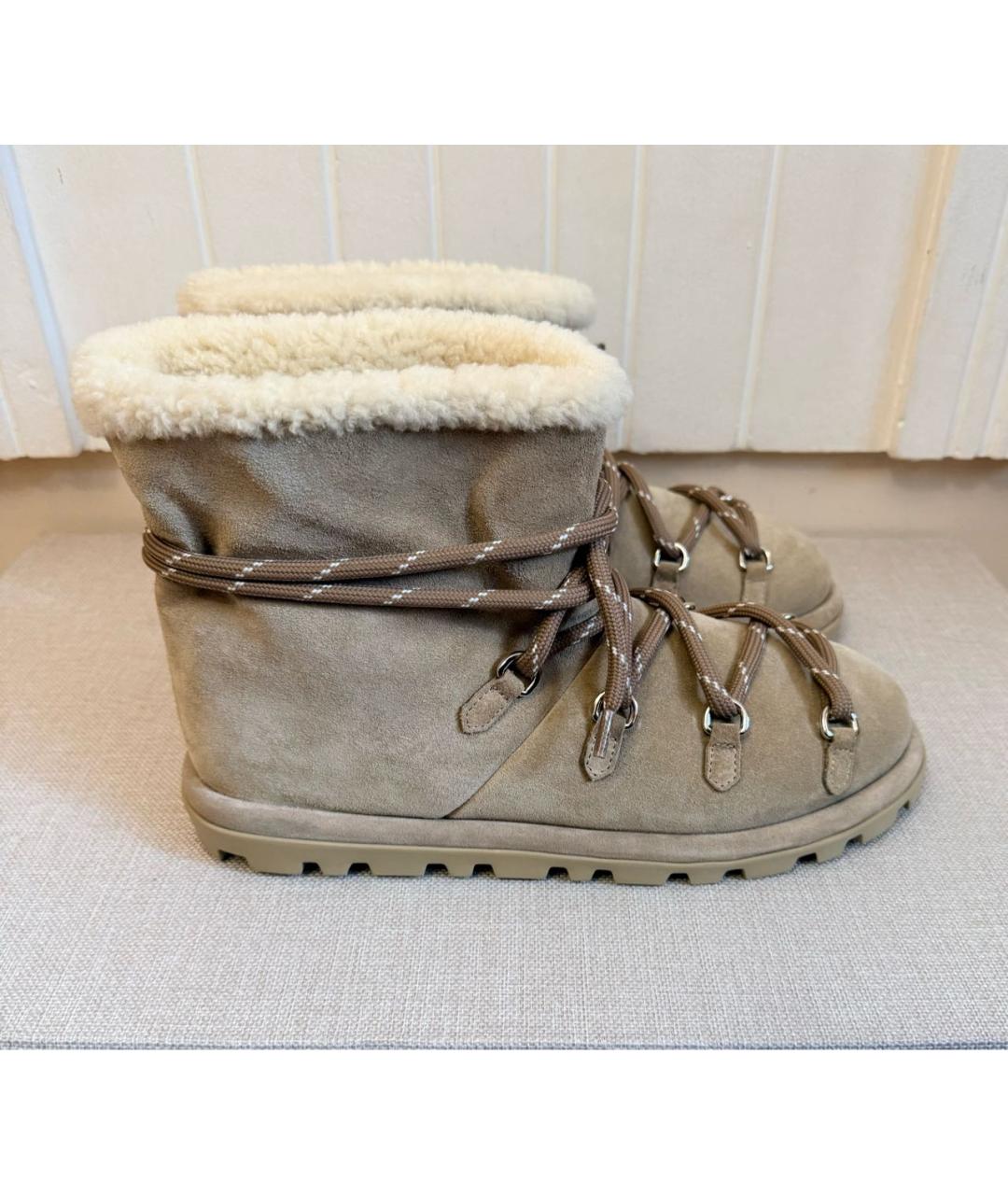 MIU MIU Бежевые замшевые ботинки, фото 7