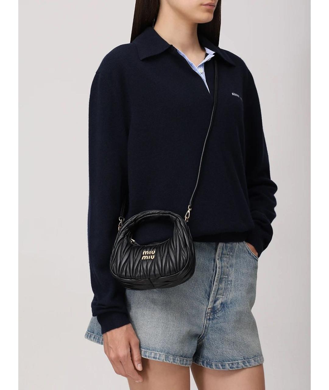 MIU MIU Черная кожаная сумка через плечо, фото 2