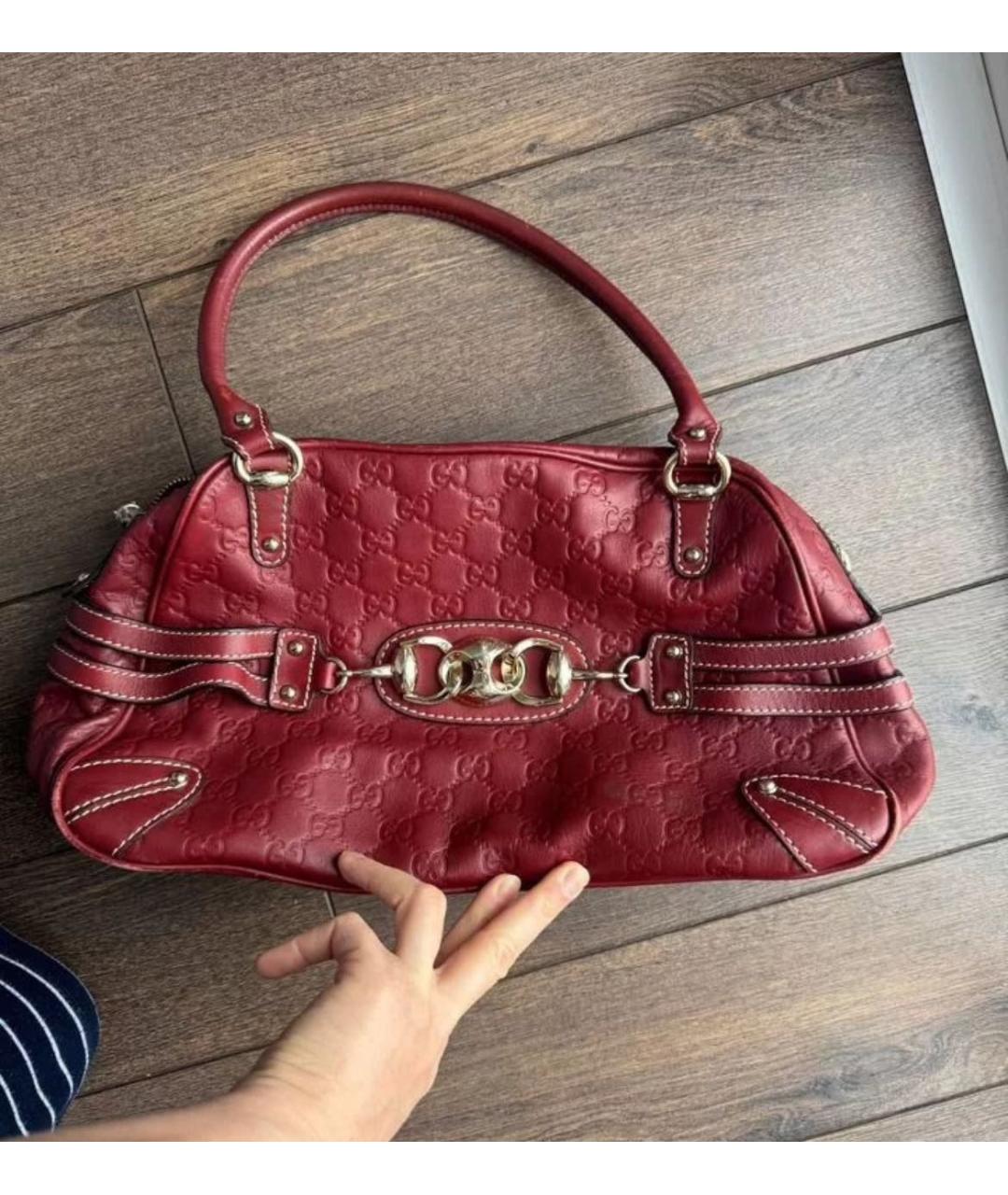 GUCCI Красная кожаная сумка с короткими ручками, фото 6