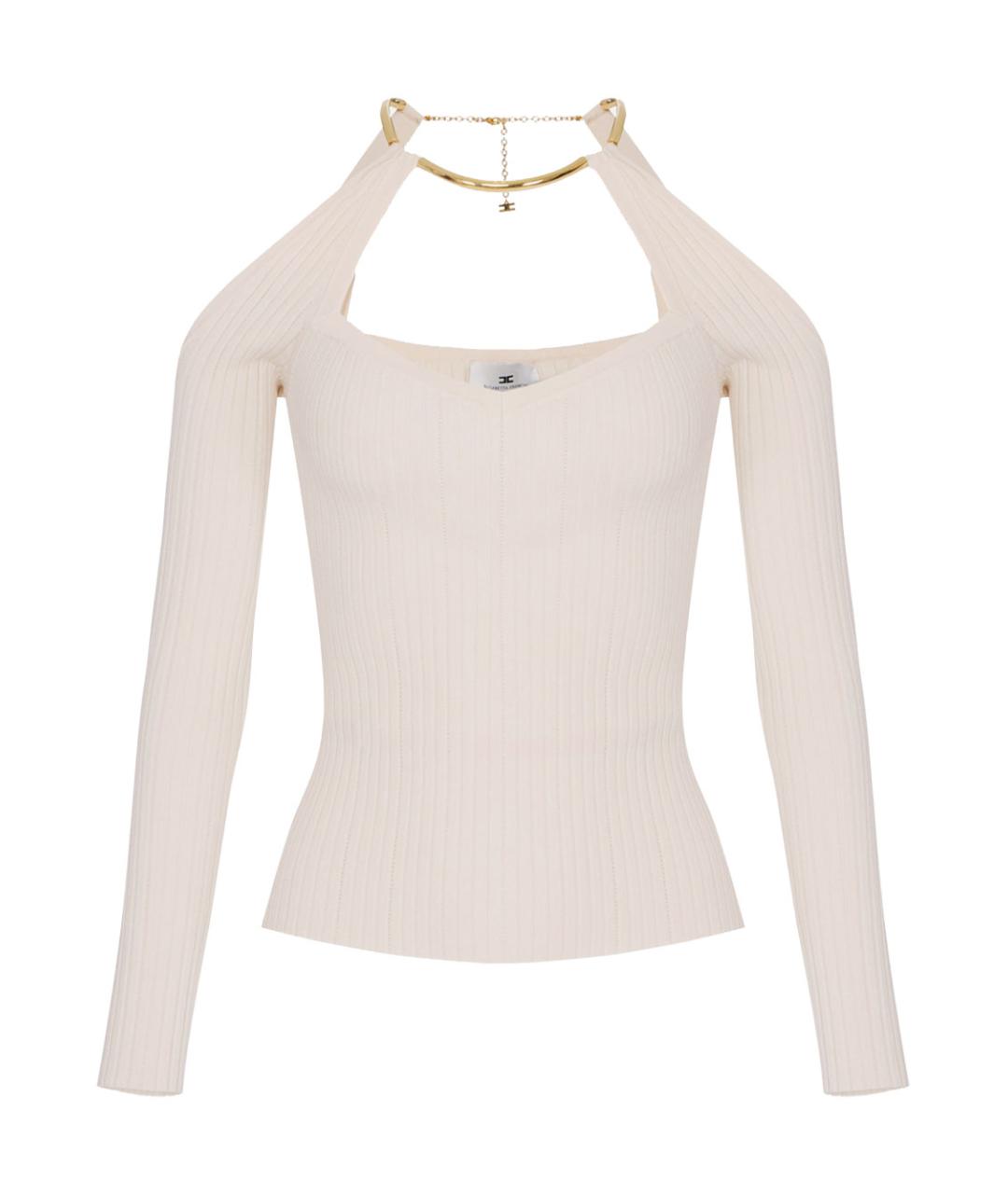 ELISABETTA FRANCHI Бежевый полиамидовый джемпер / свитер, фото 1