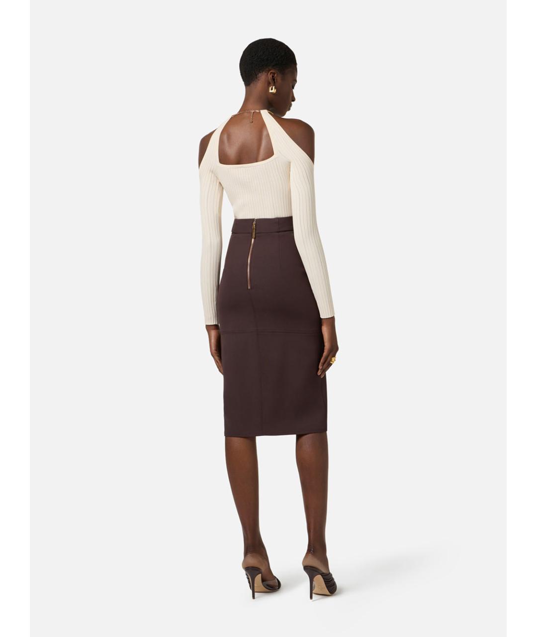 ELISABETTA FRANCHI Бежевый полиамидовый джемпер / свитер, фото 3