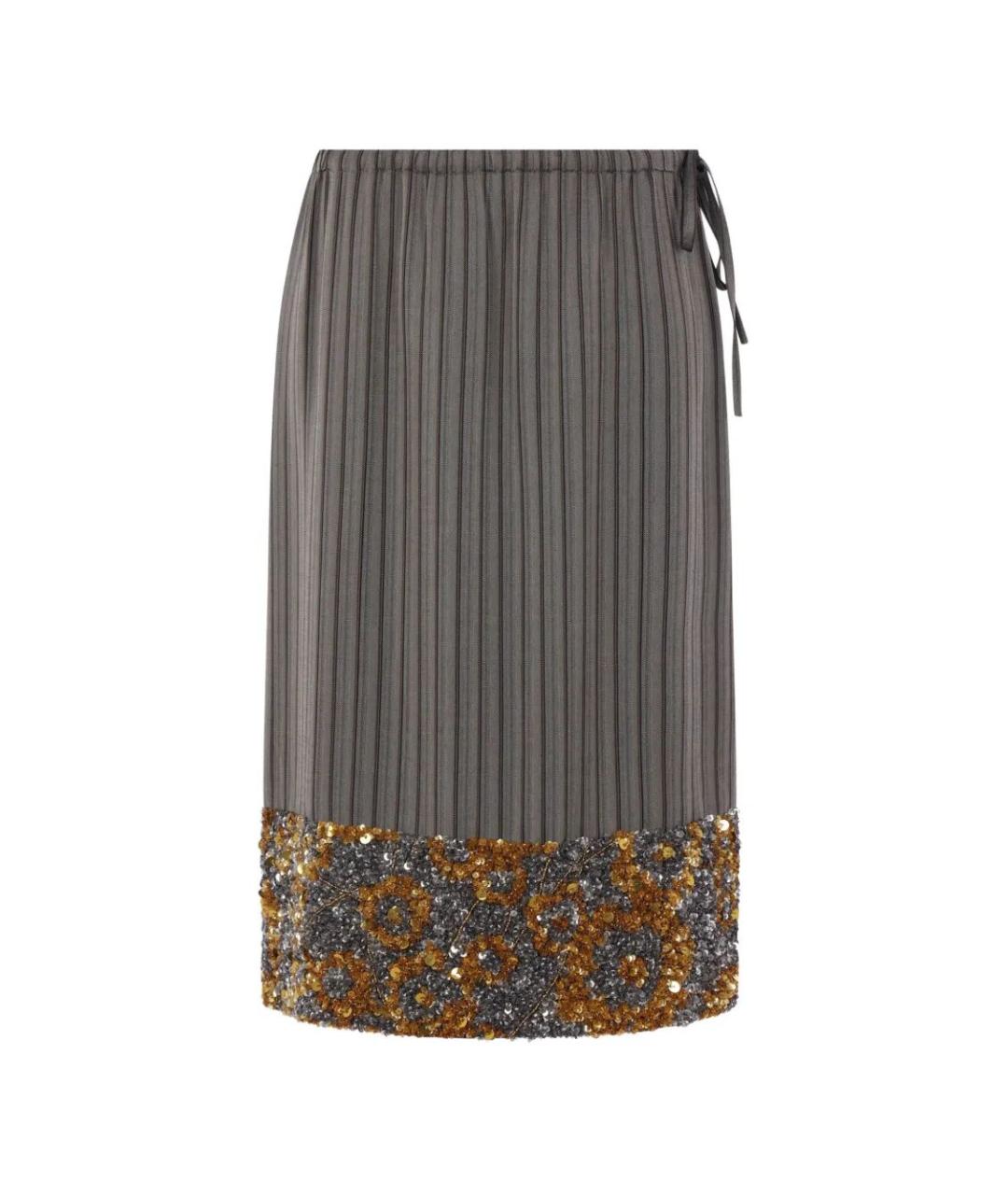 DRIES VAN NOTEN Серая вискозная юбка миди, фото 1