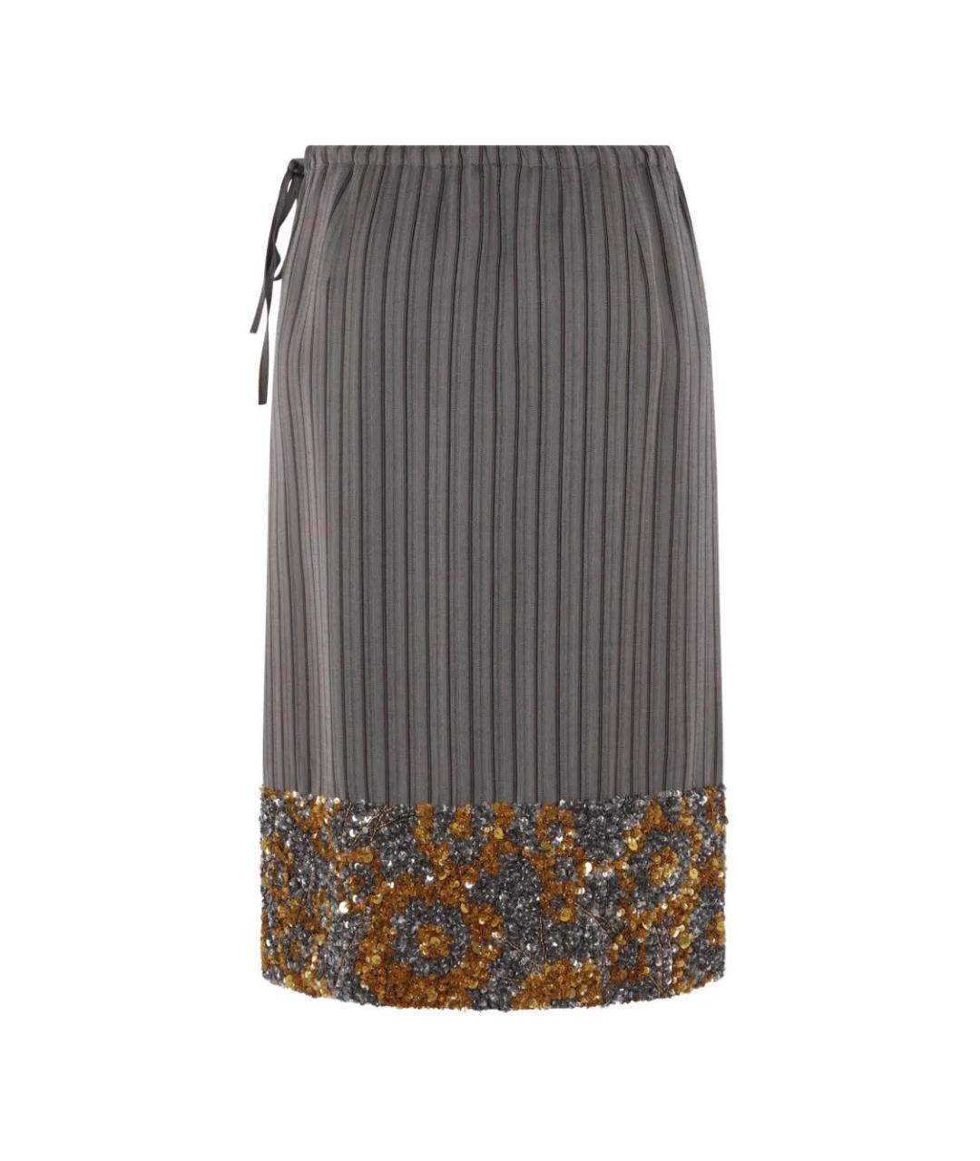 DRIES VAN NOTEN Серая вискозная юбка миди, фото 2