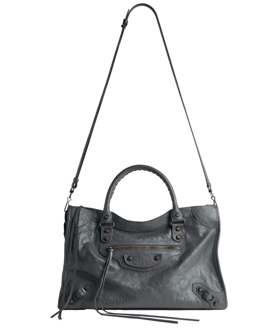 BALENCIAGA Серая кожаная сумка тоут, фото 4