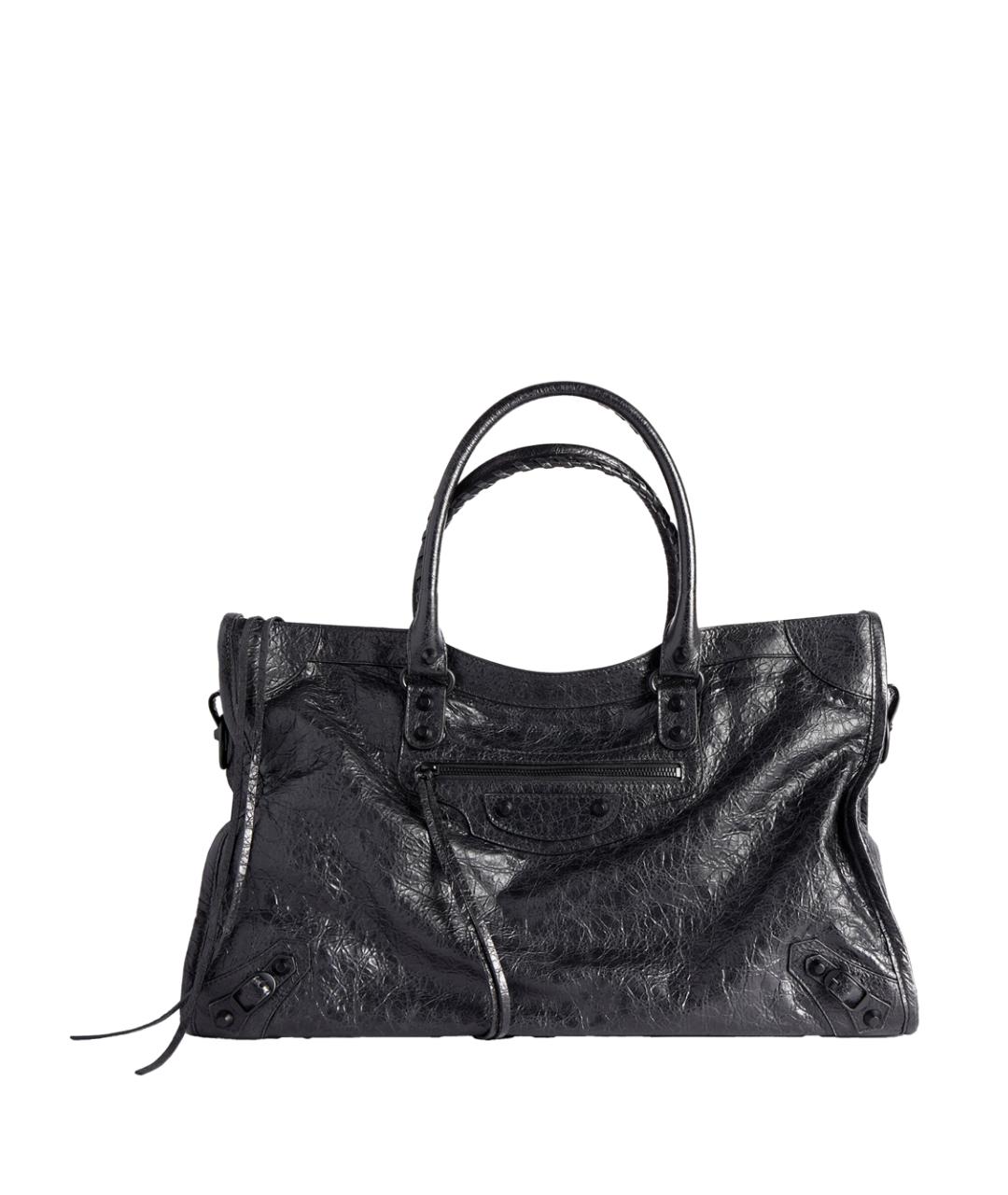 BALENCIAGA Черная кожаная сумка тоут, фото 1