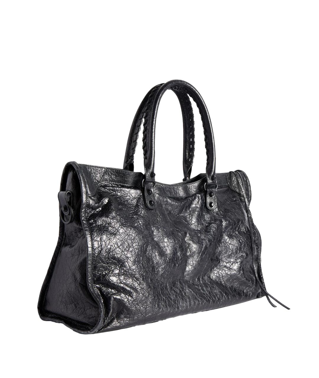 BALENCIAGA Черная кожаная сумка тоут, фото 3