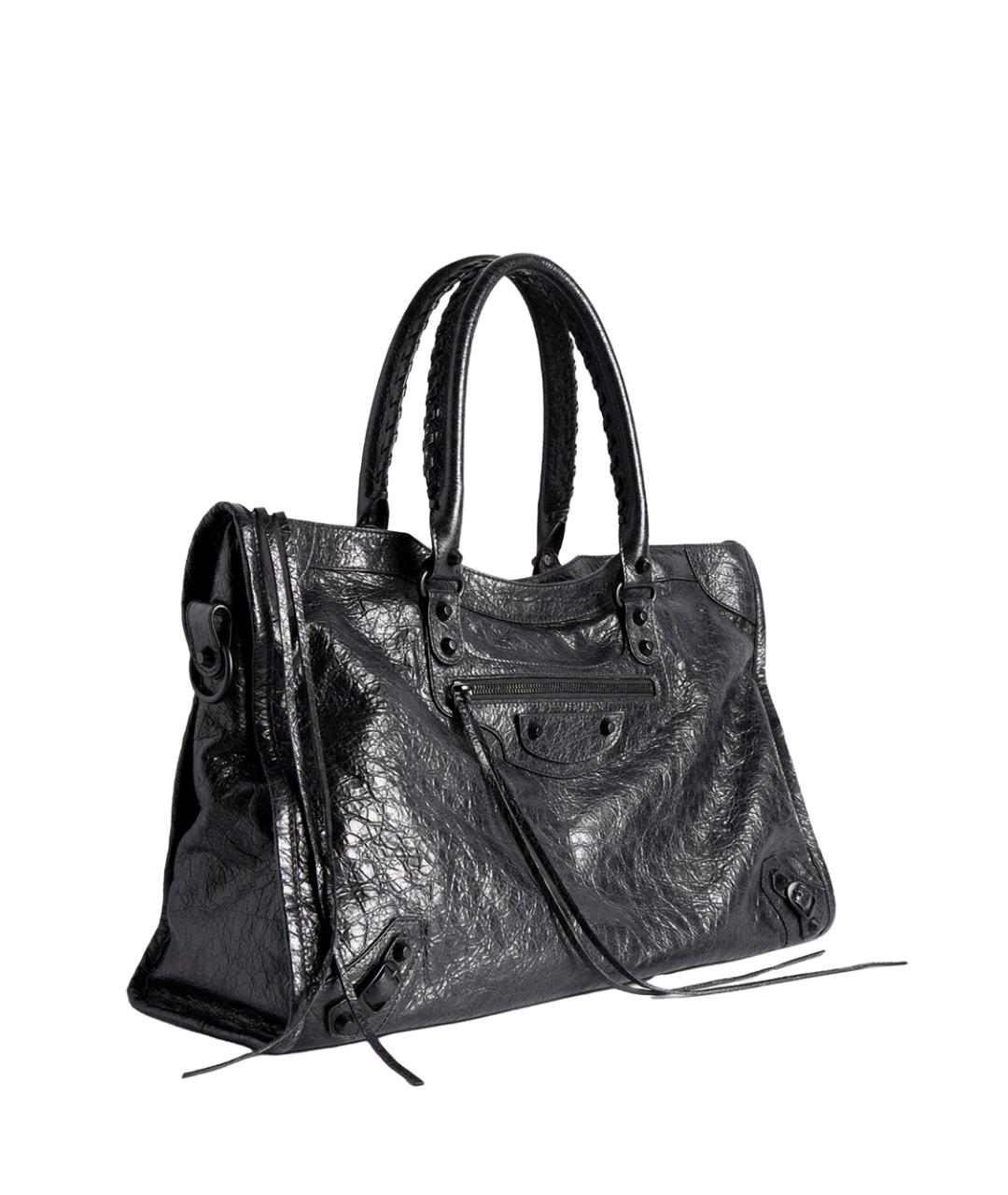 BALENCIAGA Черная кожаная сумка тоут, фото 2