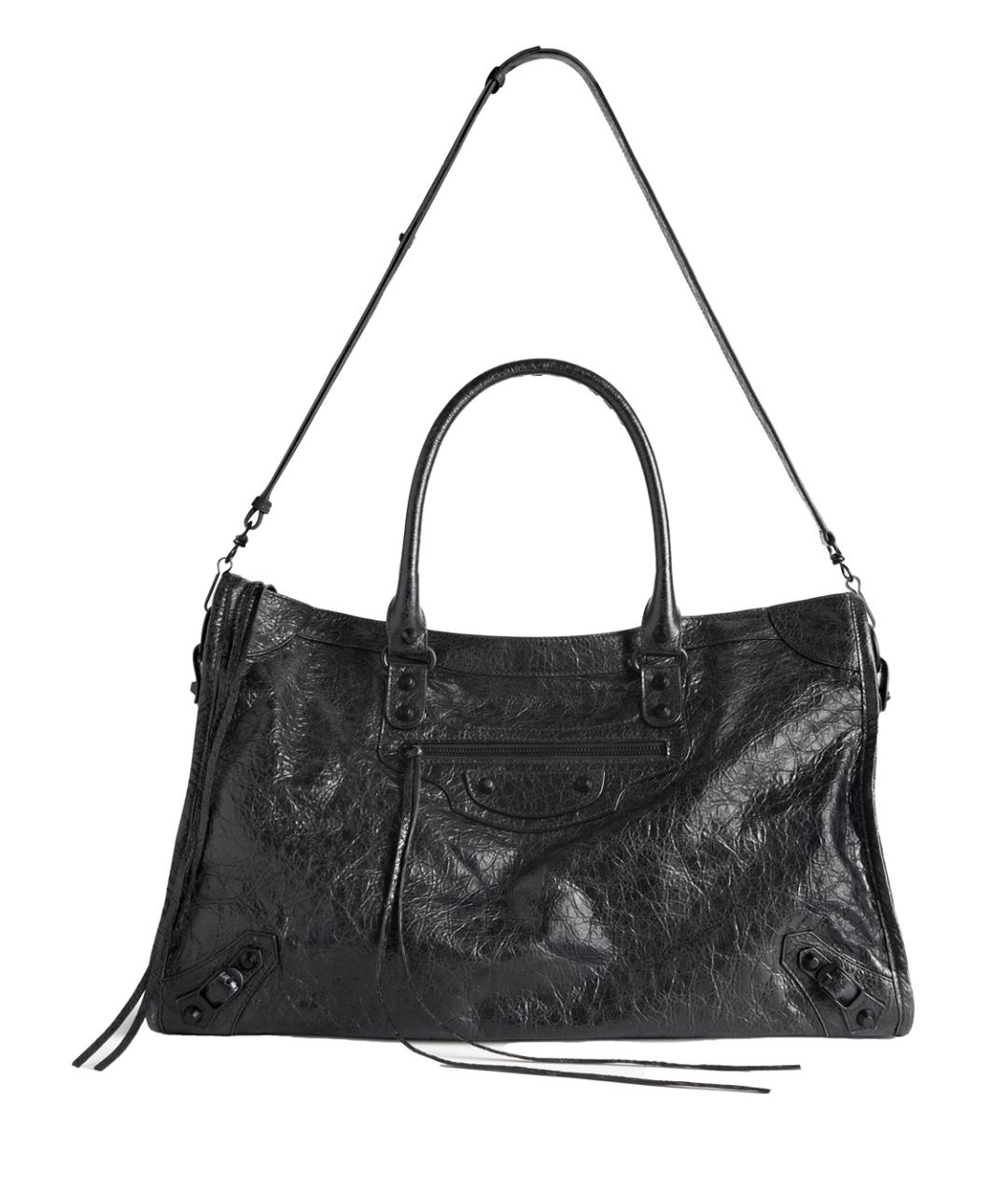 BALENCIAGA Черная кожаная сумка тоут, фото 4