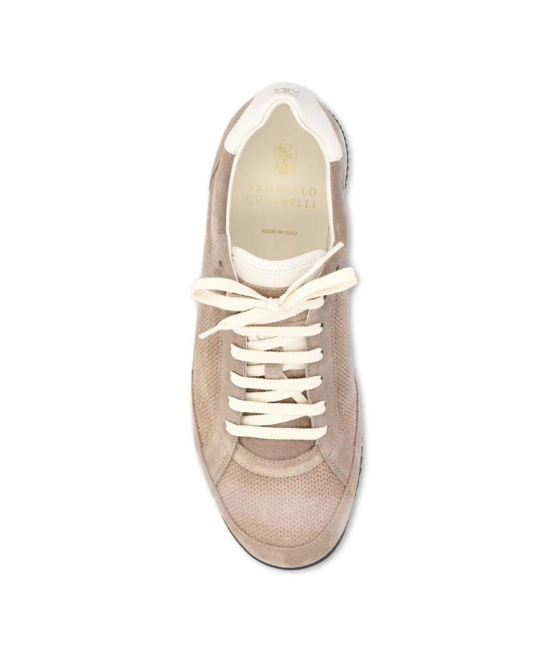 BRUNELLO CUCINELLI Бежевые замшевые низкие кроссовки / кеды, фото 4