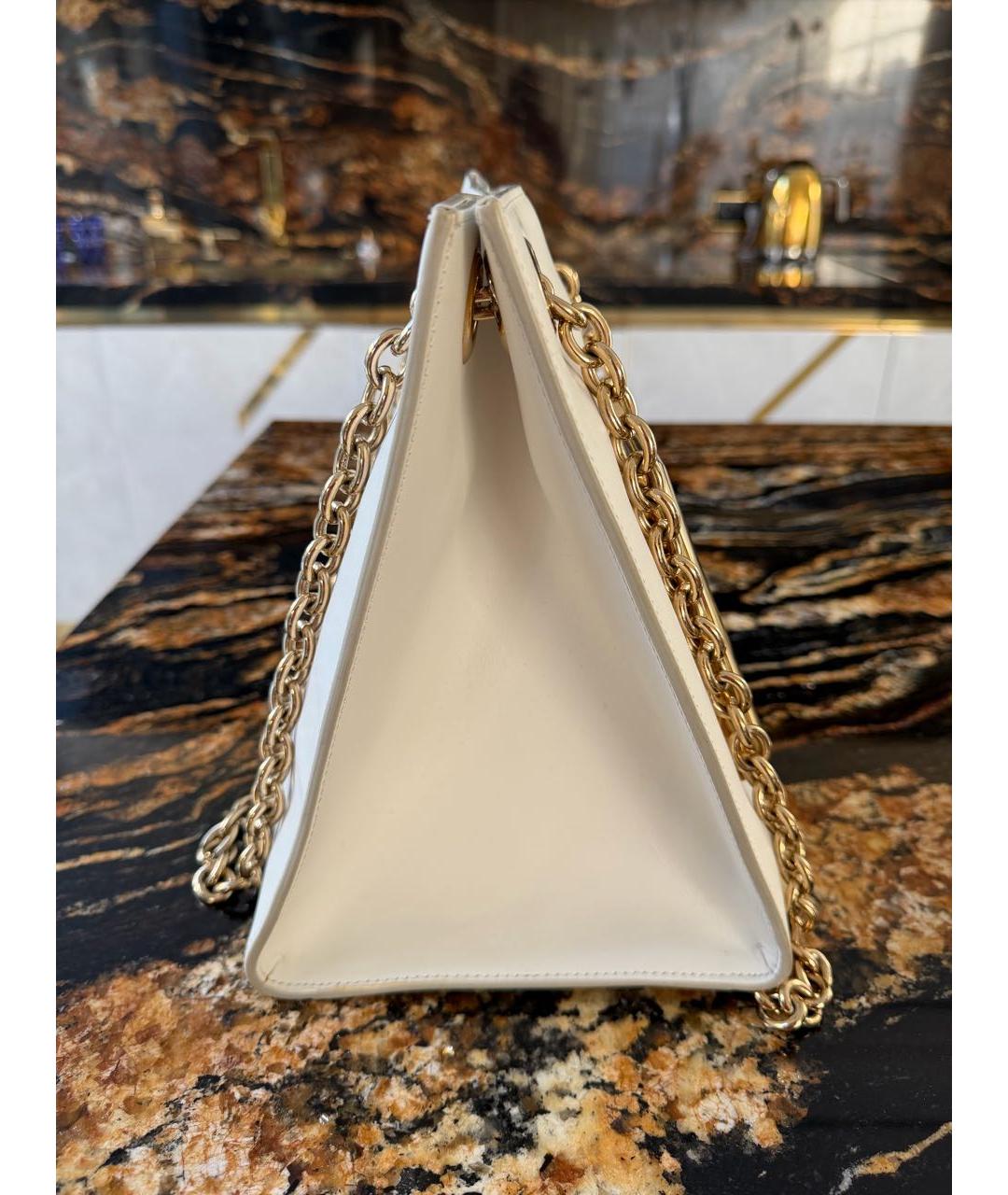 DOLCE&GABBANA Белая кожаная сумка через плечо, фото 2