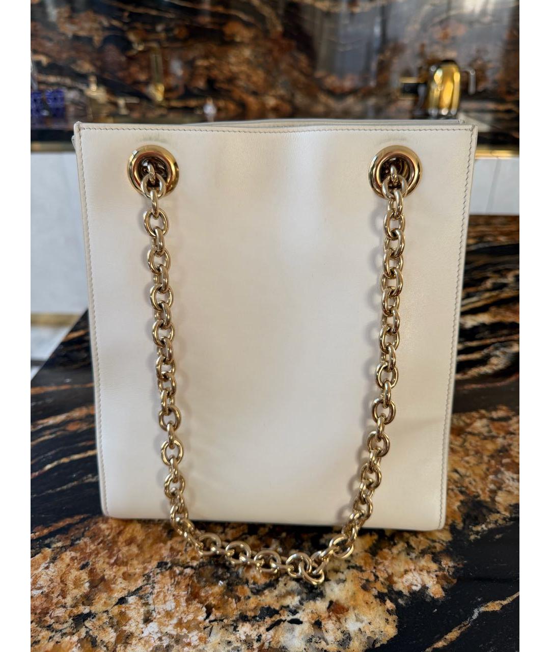 DOLCE&GABBANA Белая кожаная сумка через плечо, фото 3