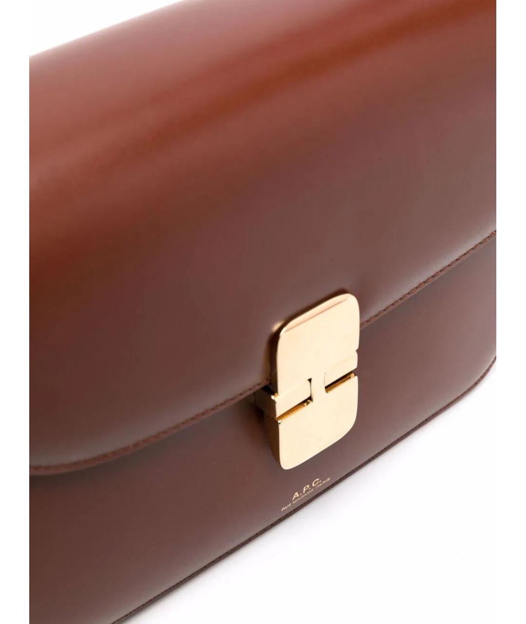 A.P.C. Коричневая кожаная сумка через плечо, фото 4