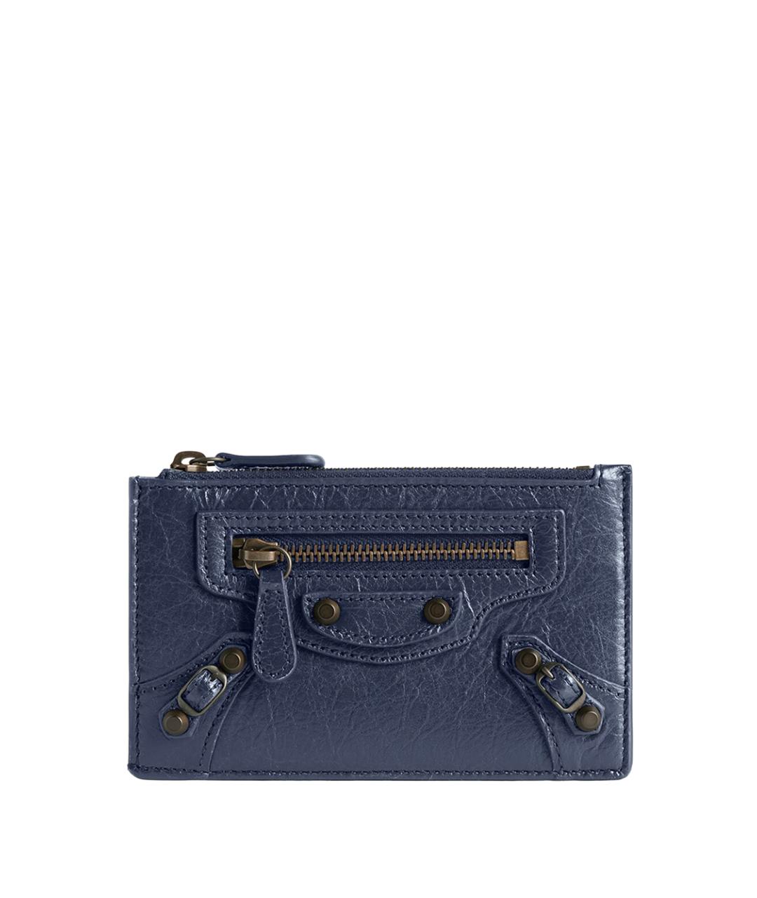 BALENCIAGA Темно-синий кожаный кардхолдер, фото 1