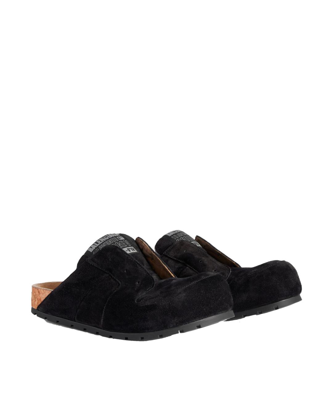 BALENCIAGA Черные замшевые шлепанцы, фото 2