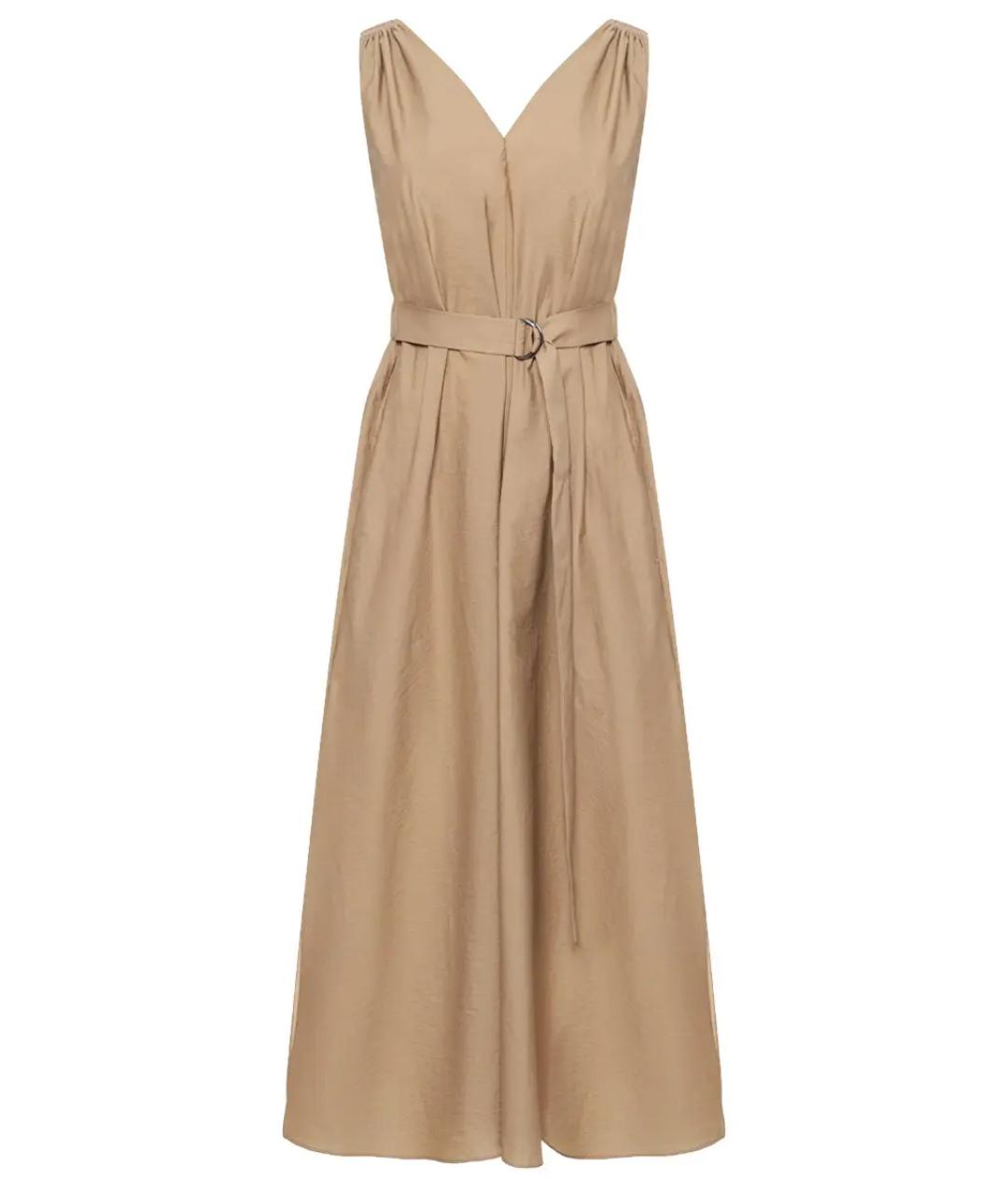 BRUNELLO CUCINELLI Бежевое хлопко-эластановое повседневное платье, фото 1