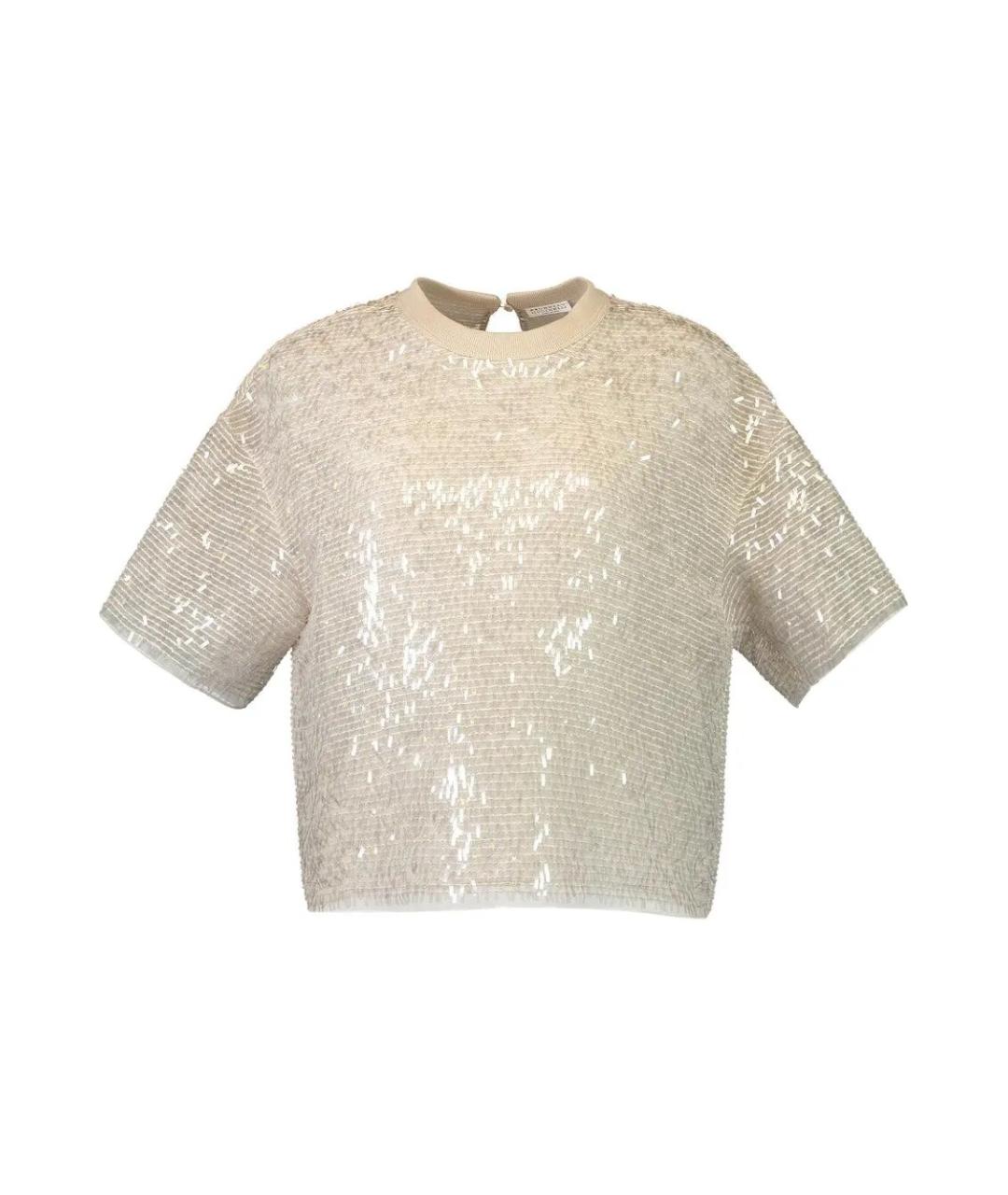 BRUNELLO CUCINELLI Бежевая шелковая блузы, фото 1