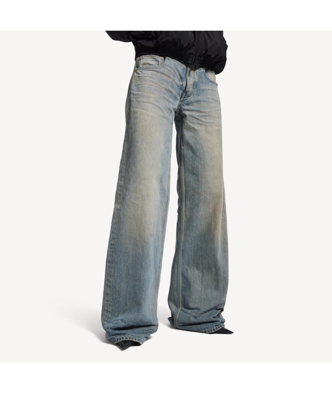 BALENCIAGA Голубые хлопковые джинсы клеш, фото 5
