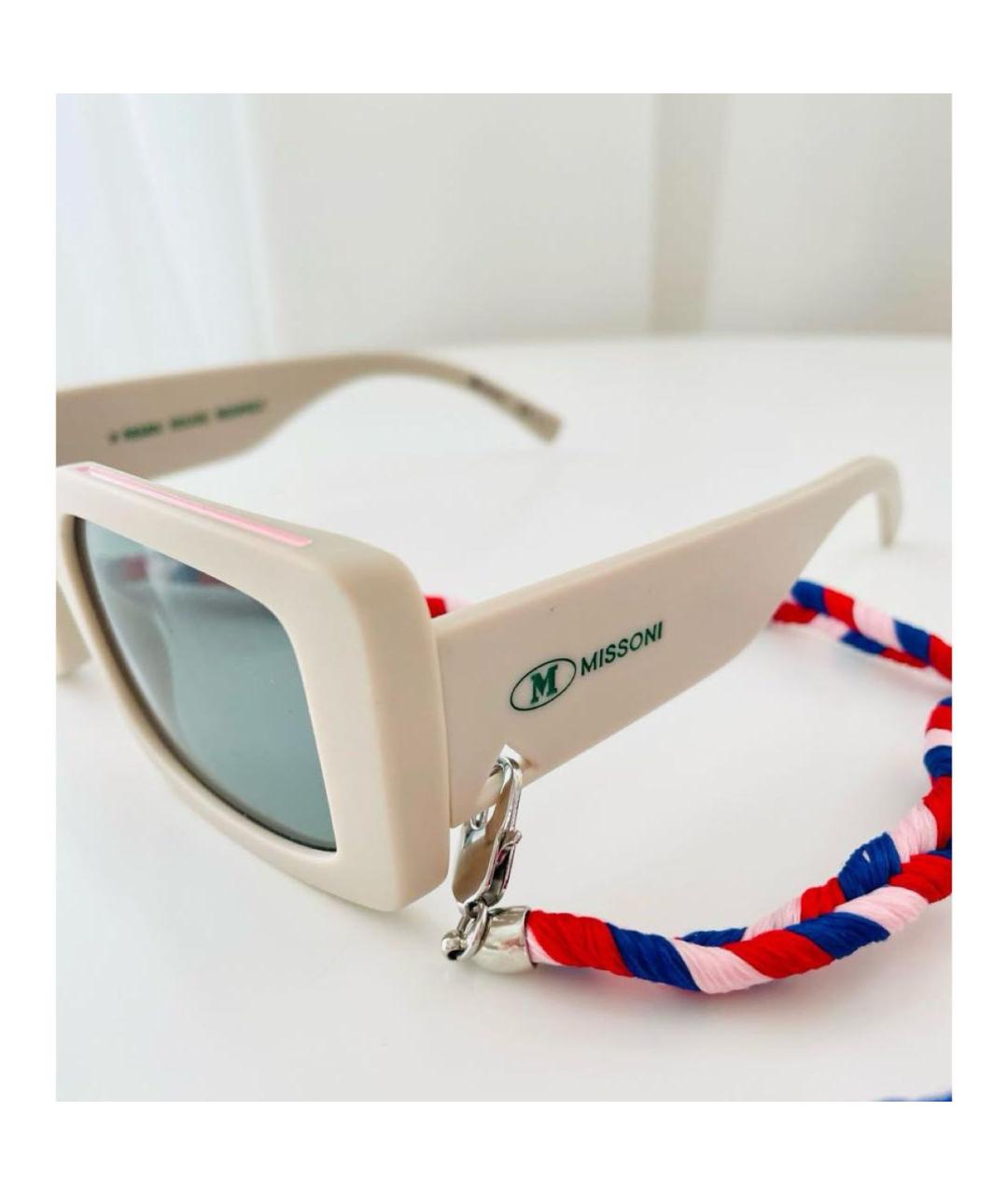 MISSONI Бежевые пластиковые солнцезащитные очки, фото 3