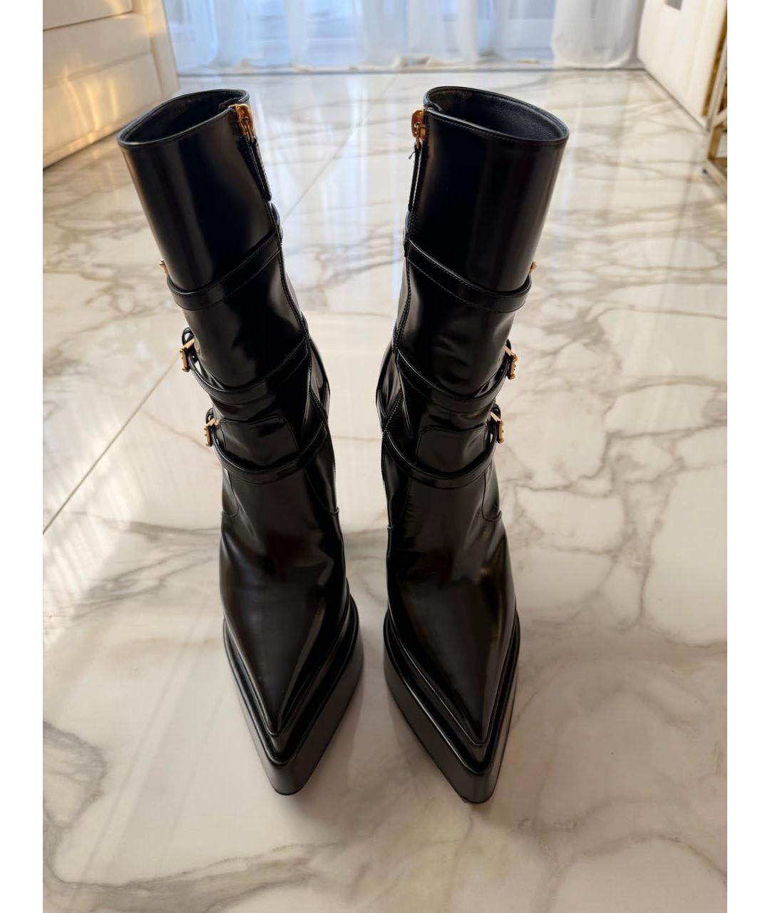 VERSACE Черные кожаные ботильоны, фото 2