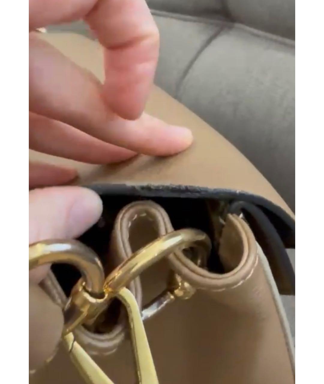 LOUIS VUITTON Бежевая кожаная сумка с короткими ручками, фото 7