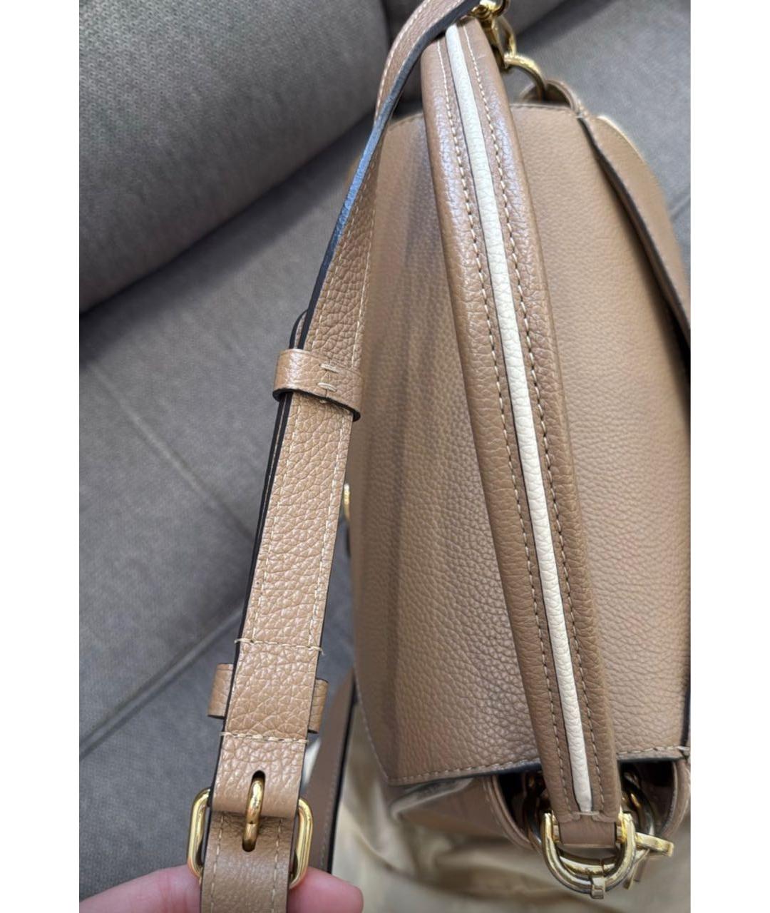 LOUIS VUITTON Бежевая кожаная сумка с короткими ручками, фото 4