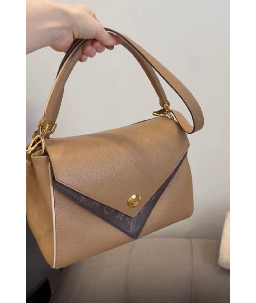 LOUIS VUITTON Бежевая кожаная сумка с короткими ручками, фото 3
