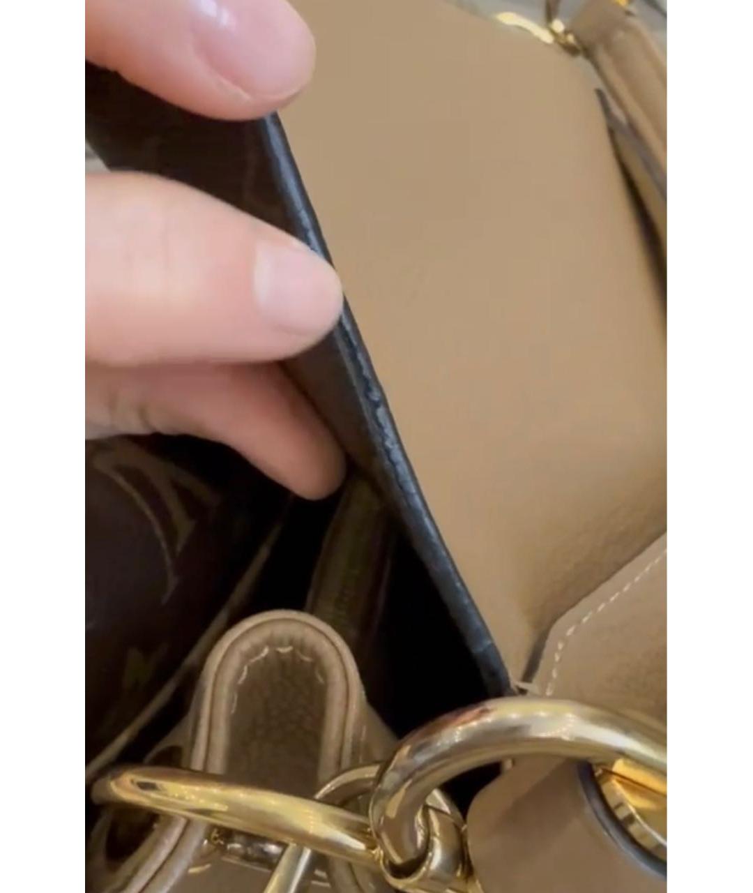 LOUIS VUITTON Бежевая кожаная сумка с короткими ручками, фото 8