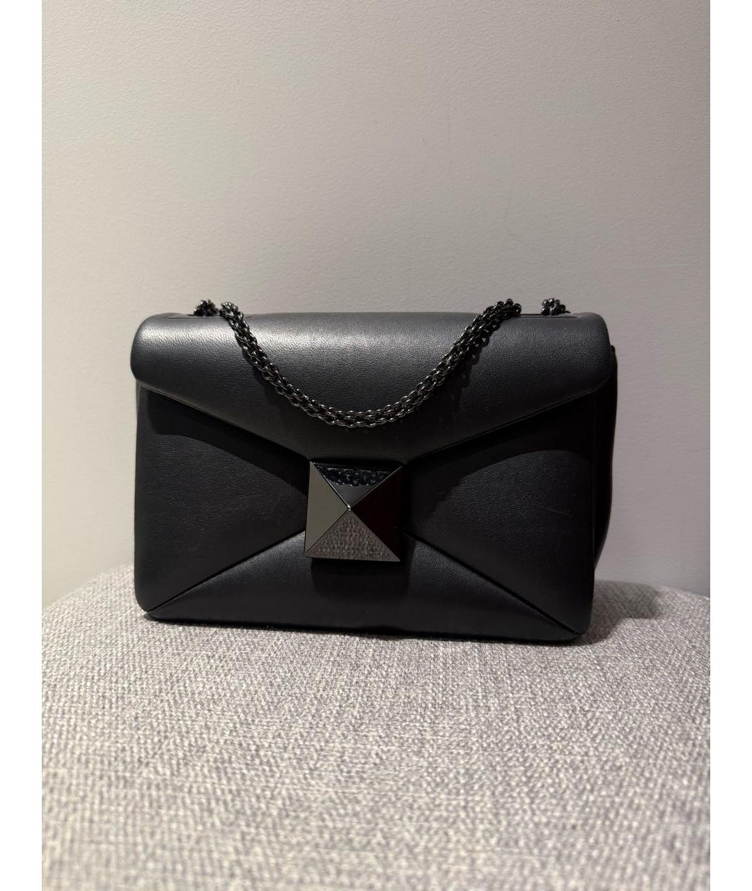 VALENTINO Черная кожаная сумка через плечо, фото 9