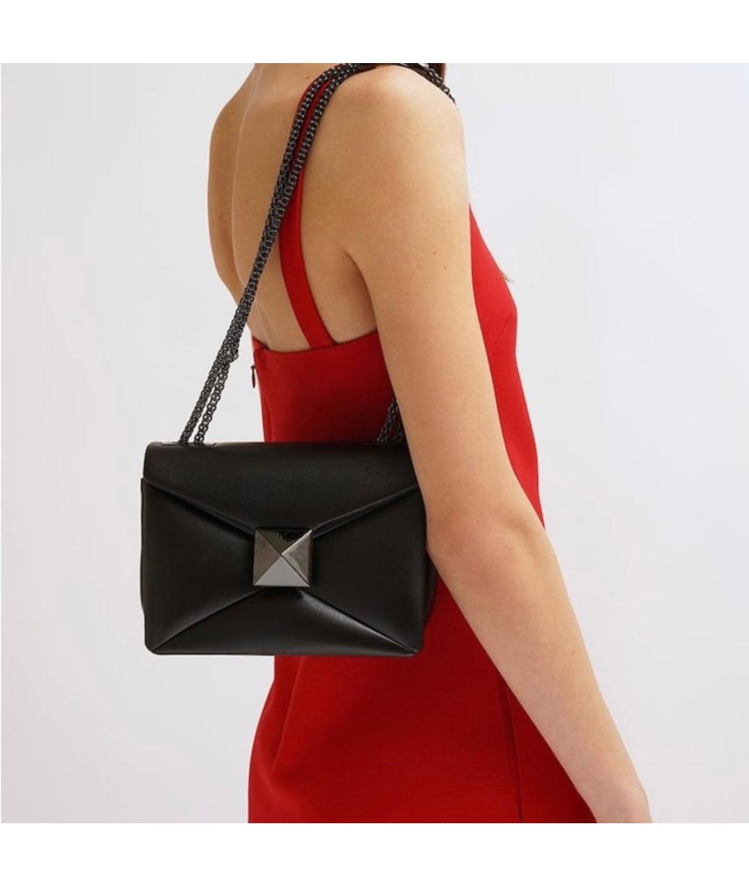VALENTINO Черная кожаная сумка через плечо, фото 8