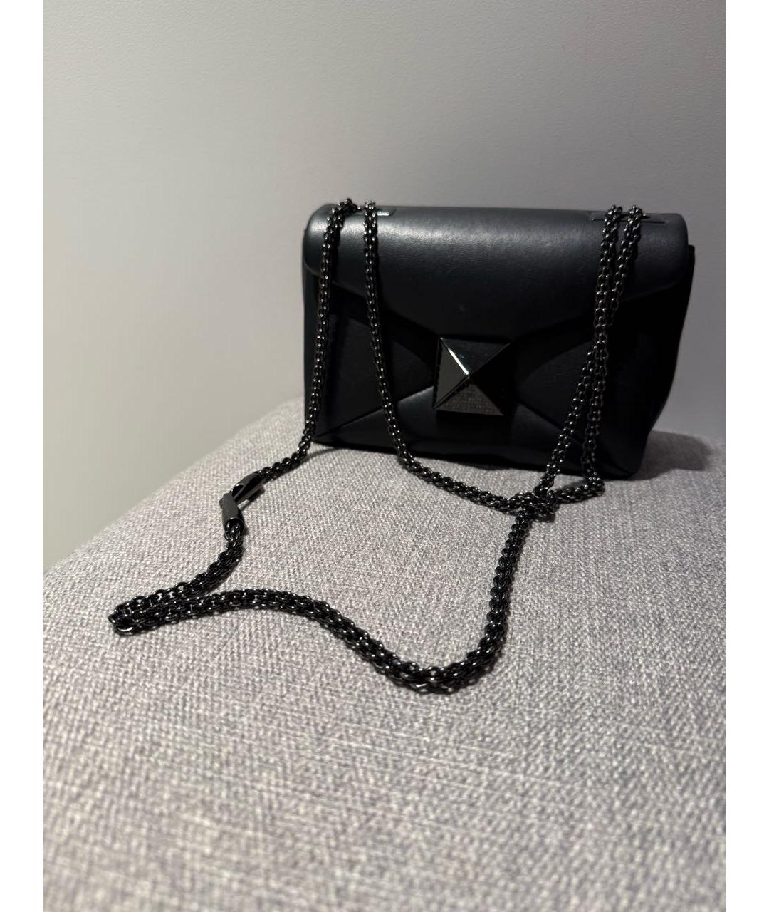 VALENTINO Черная кожаная сумка через плечо, фото 5