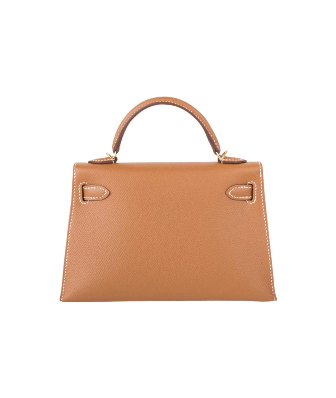 HERMES Коричневая кожаная сумка с короткими ручками, фото 5