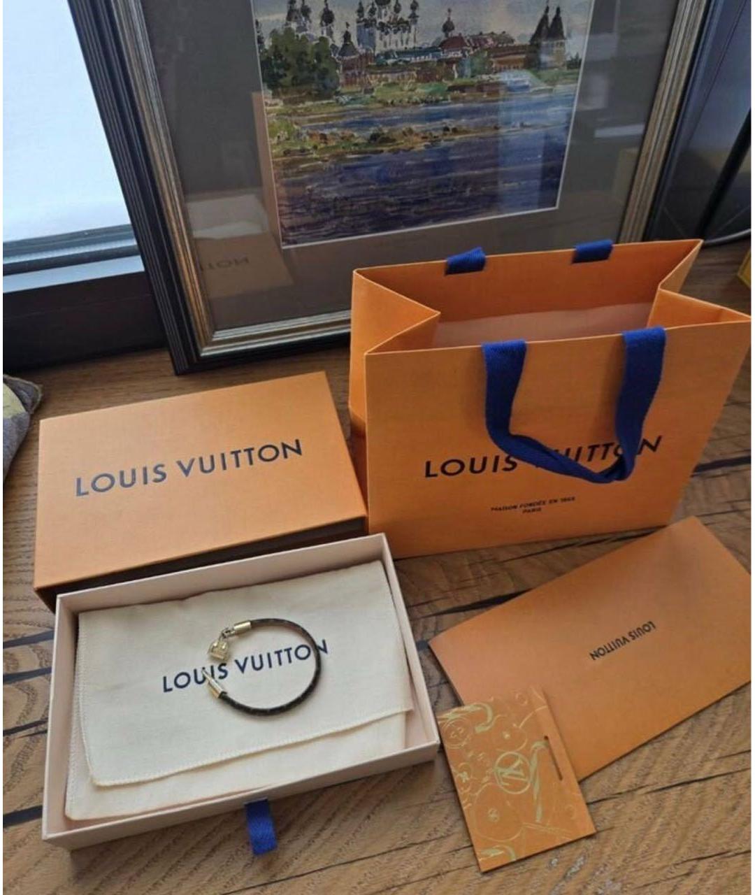 LOUIS VUITTON Коричневый латунный браслет, фото 6