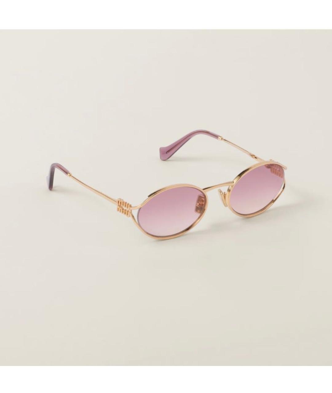 MIU MIU Розовые металлические солнцезащитные очки, фото 2