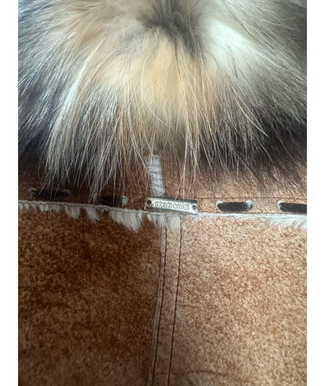 ROBERTO CAVALLI Бежевая замшевая дубленка, фото 3