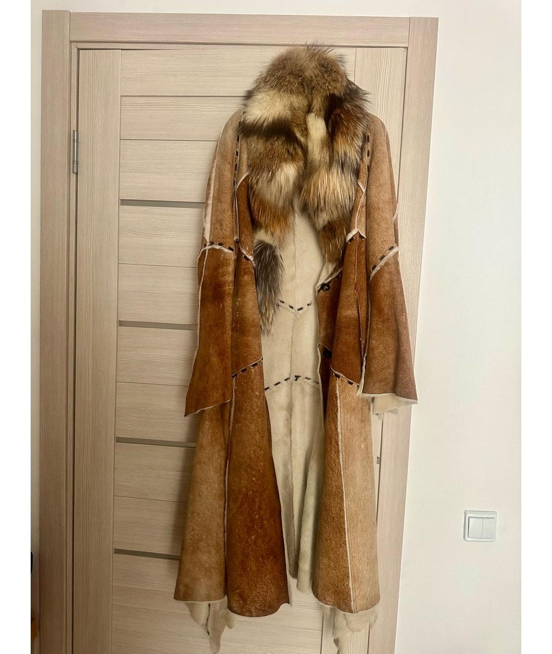 ROBERTO CAVALLI Бежевая замшевая дубленка, фото 5