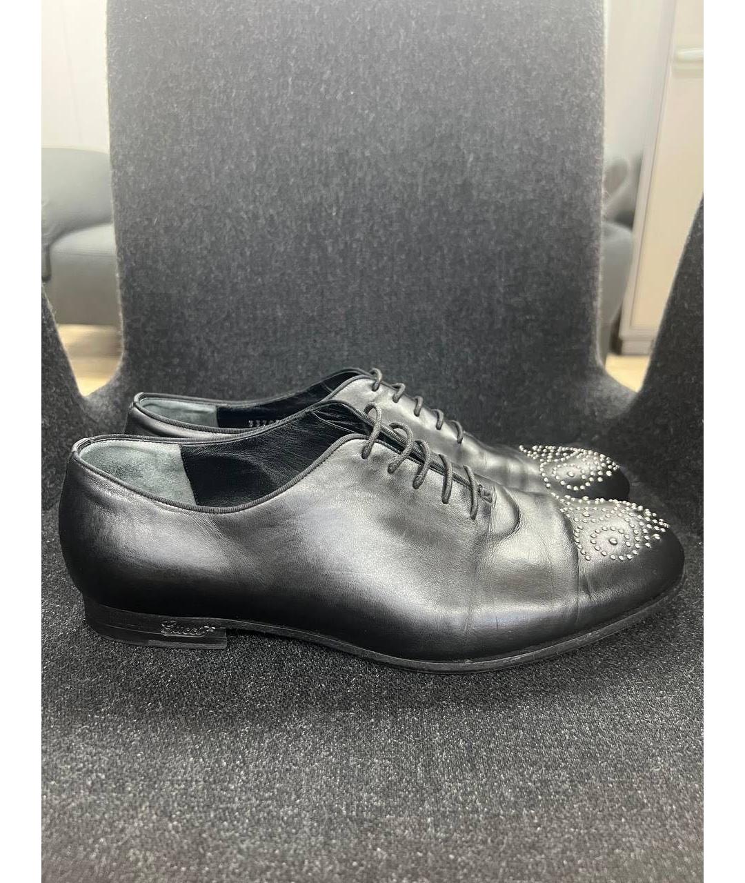 GUCCI Черные кожаные туфли, фото 4