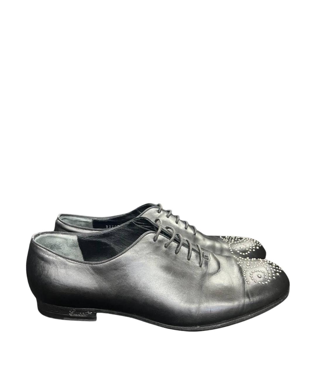 GUCCI Черные кожаные туфли, фото 1