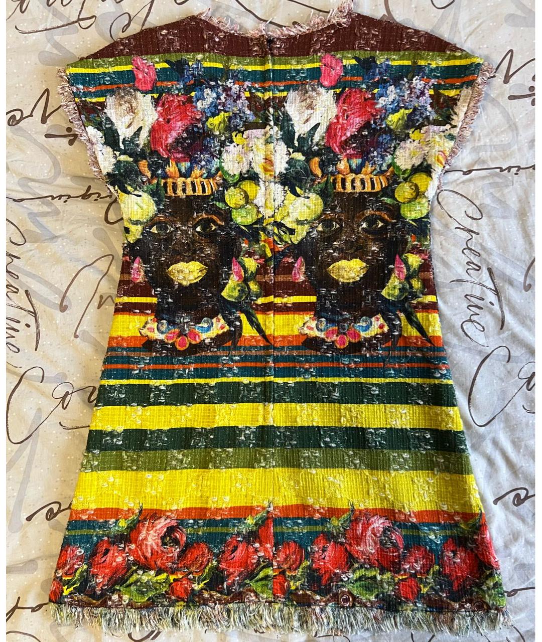 DOLCE&GABBANA Мульти хлопковое коктейльное платье, фото 2