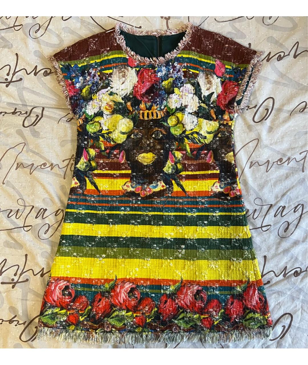 DOLCE&GABBANA Мульти хлопковое коктейльное платье, фото 7