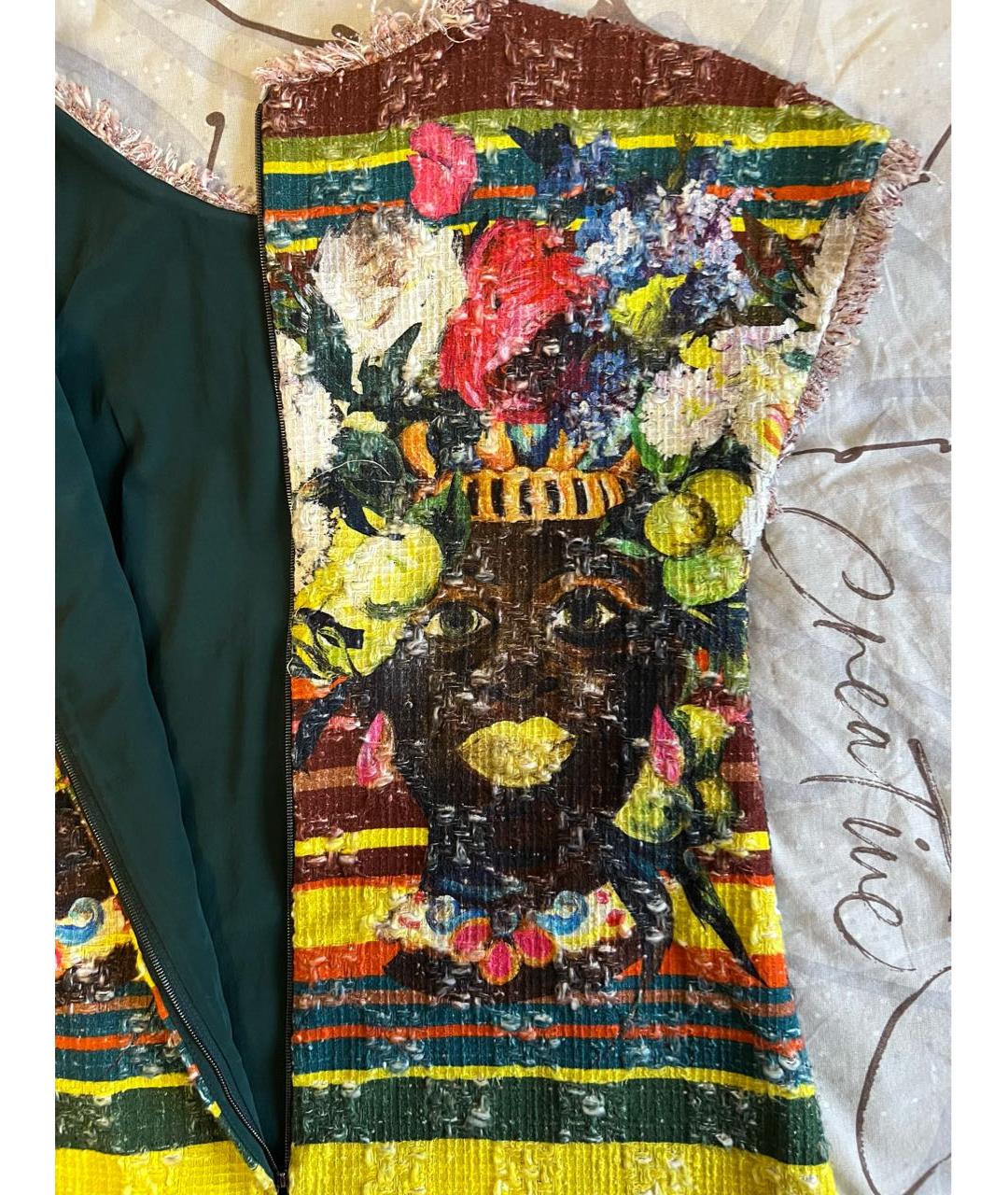 DOLCE&GABBANA Мульти хлопковое коктейльное платье, фото 3