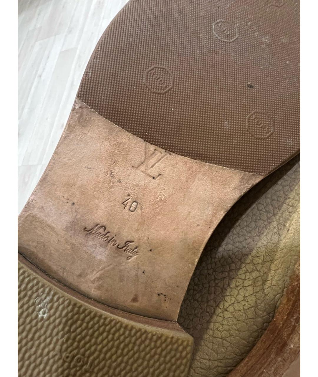 LOUIS VUITTON Бежевые кожаные сапоги, фото 6