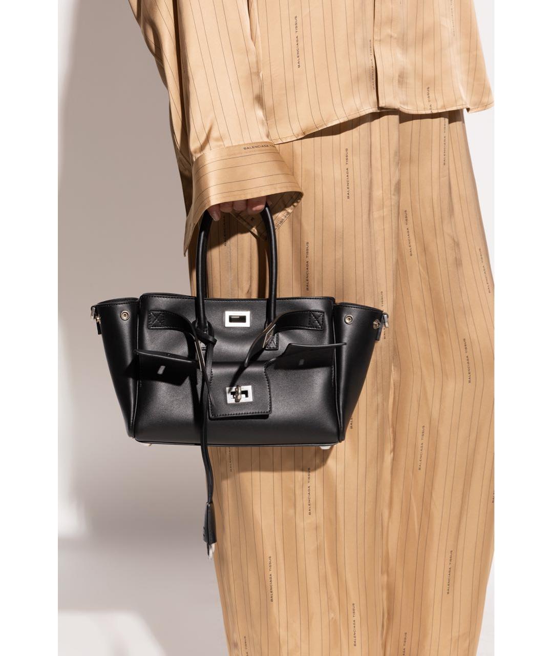 BALENCIAGA Черная кожаная сумка тоут, фото 2