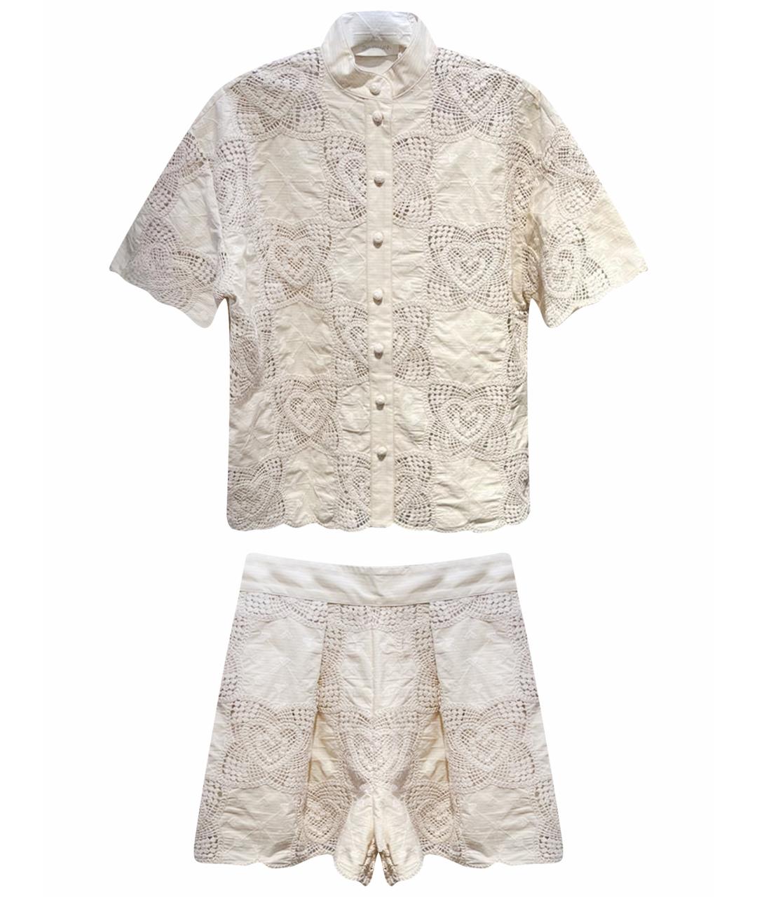 ZIMMERMANN Бежевый хлопковый костюм с брюками, фото 1