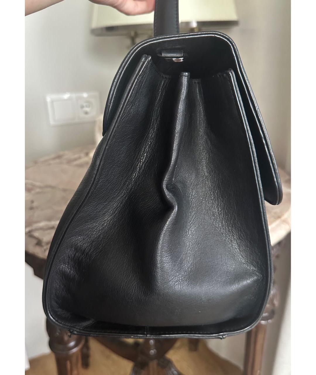 FABIANA FILIPPI Черная кожаная сумка с короткими ручками, фото 5