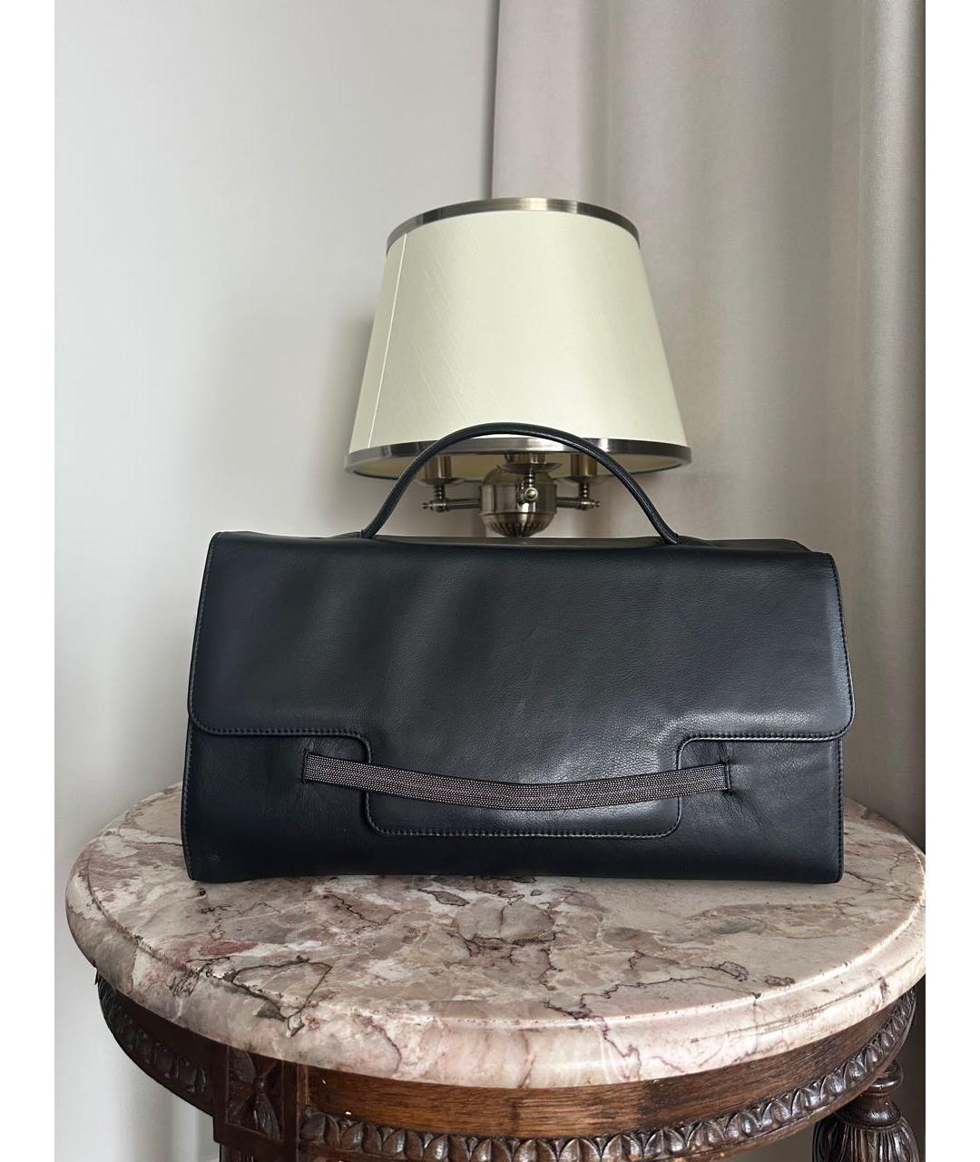 FABIANA FILIPPI Черная кожаная сумка с короткими ручками, фото 2