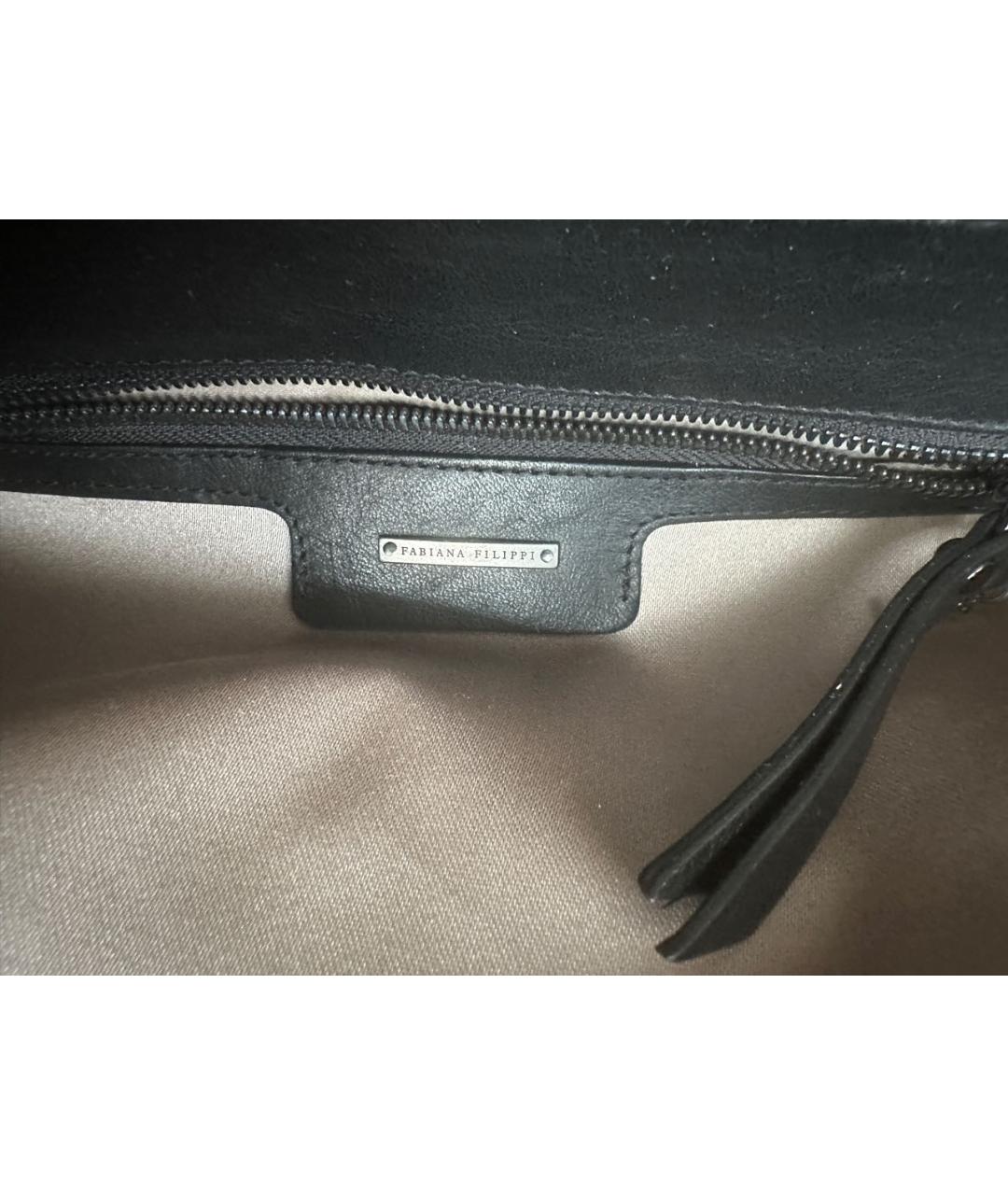 FABIANA FILIPPI Черная кожаная сумка с короткими ручками, фото 8