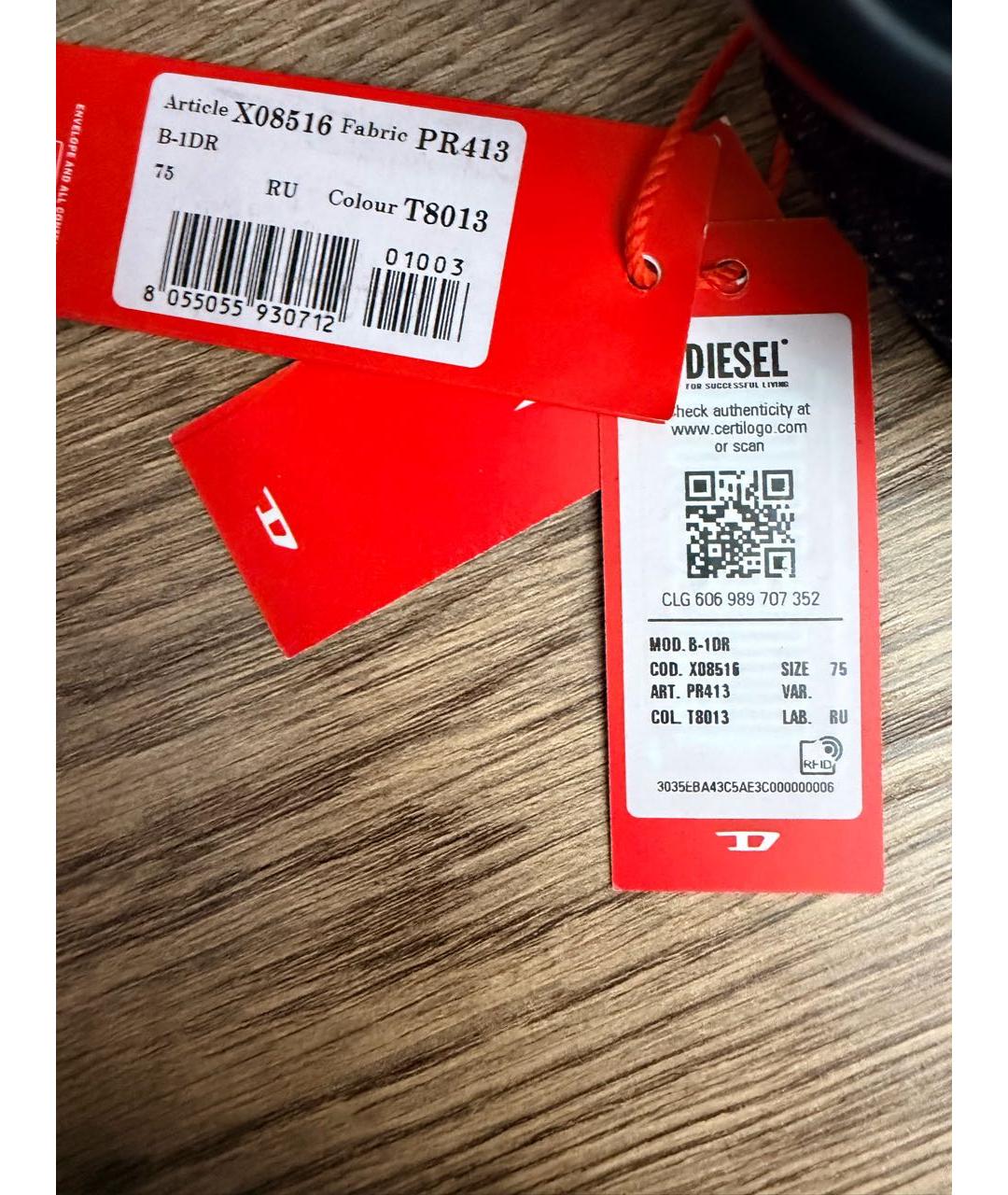 DIESEL Черный кожаный ремень, фото 6