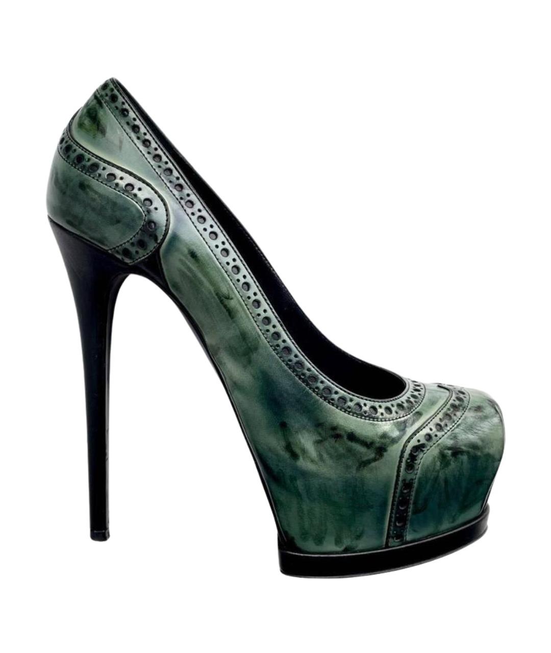 GIAN MARCO LORENZI Зеленые кожаные туфли, фото 1